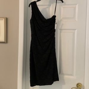 Ralph Lauren one shoulder lace black dress
